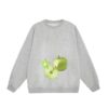Green Apple Print Crewneck Sweatshirt — Grey