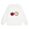 Trendy White Sweatshirt With Apple Print