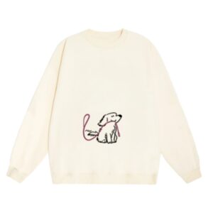 Hand-Drawn Puppy Print Sweatshirt — Apricot