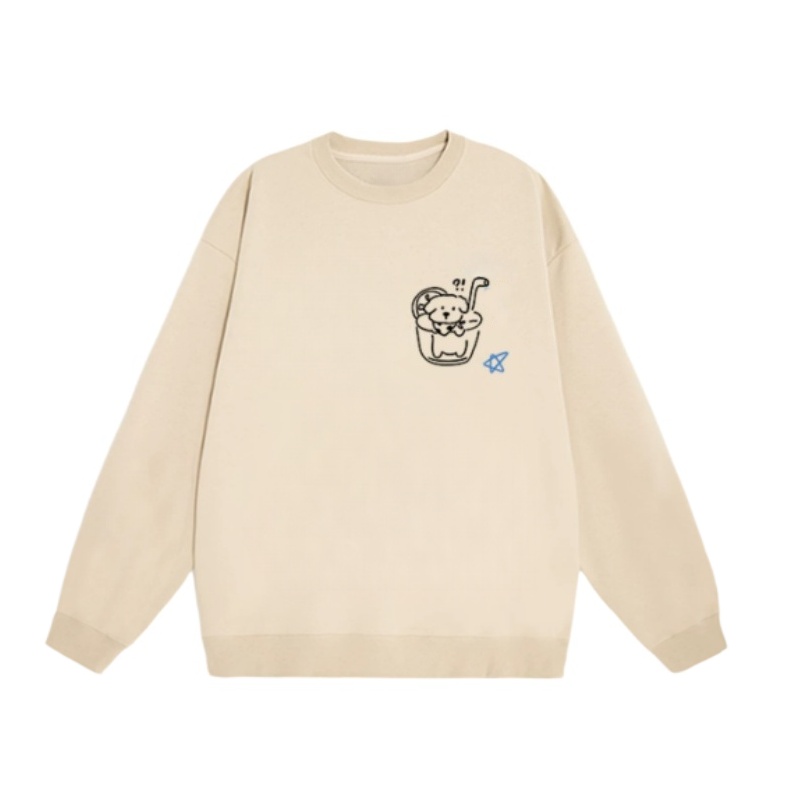 Cute And Chic Crewneck Sweatshirt With Dog Print
